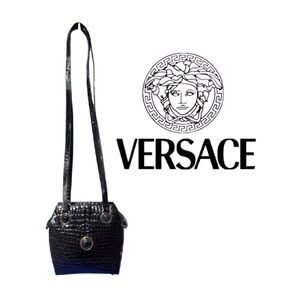 Vintage Versace Croc Embossed Crossbody